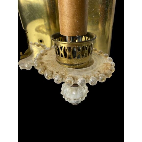 Vintage Light Fixtures Wall Sconces Lamps Set 2 Brass Glass Hollywood Regency - Picture 9 of 16